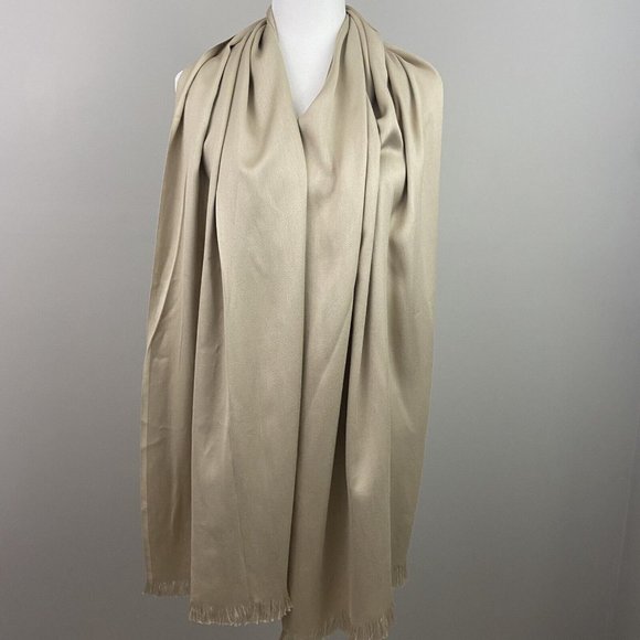 Charming Charlie Sand Tan 100% Rayon 74" x 20" Fringe Scarf - Excellent UC - Picture 5 of 6